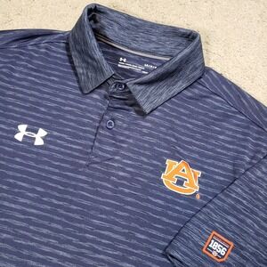 Under Armour UA Auburn Tigers NCAA S/S Polo Shirt Blue War Eagle Men's L 1856